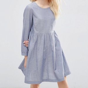 ASOS Long Sleeve Chambray Smocked Dress